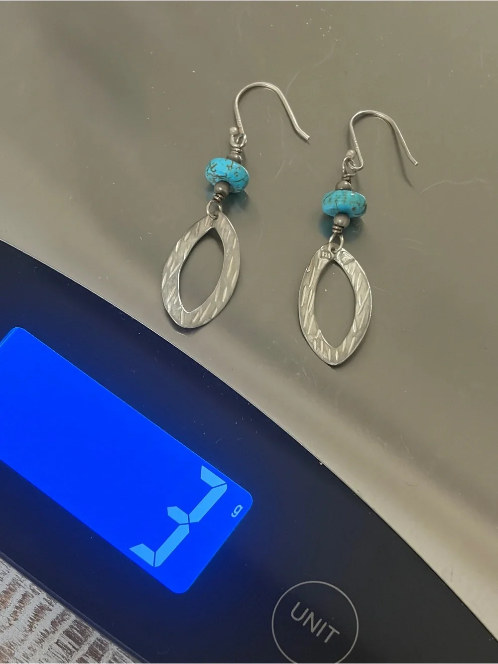 Silpada Sterling Turquoise Bead Drop Earrings with Etched Silver - Picture 5 of 5